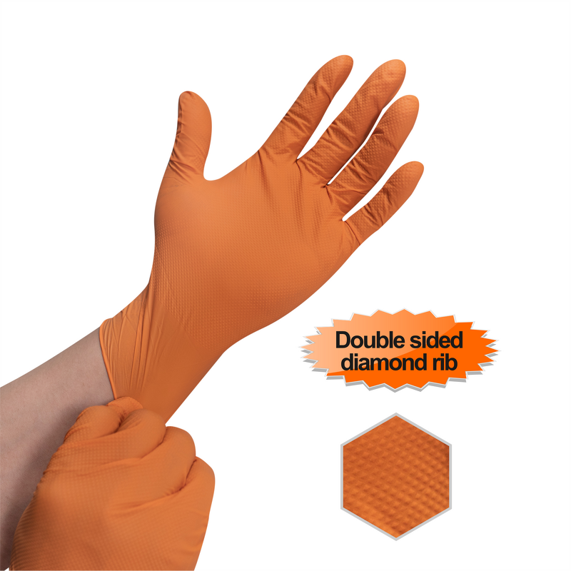 Heavy Duty Nitrile Gloves Manufacturer - 8Mil 12Mil Orange Black Micro Touch Grip Mechanic