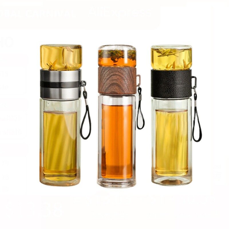 Glass Water Bottle Manufacturer - Oem Customized Logo Double Wall Thermal Tea