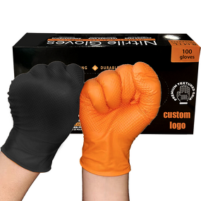 Nitrile Gloves Manufacturer - Orange Texture Mechanic Car Diamond Repair Machine
