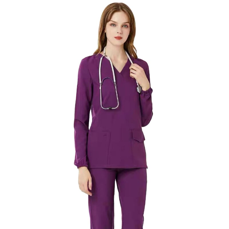 Nurse Uniforms Factory - Elastic Quick Drying Custom logo Long Sleeve Scrubs