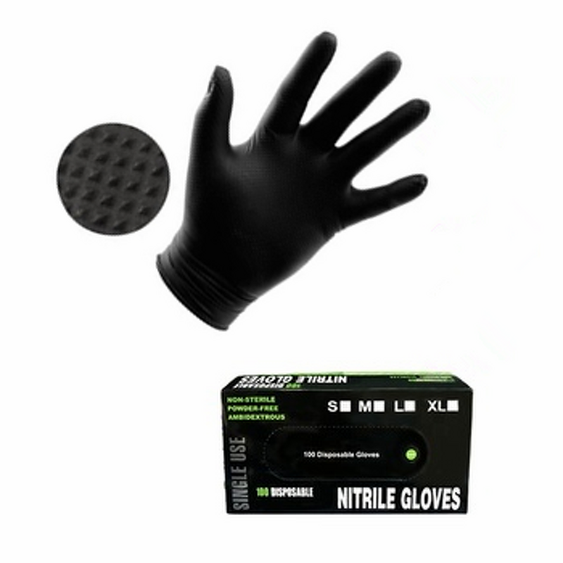 Nitrile Gloves Factory - Palm 8mil Fingertip 12mil Black Orange Car Repair