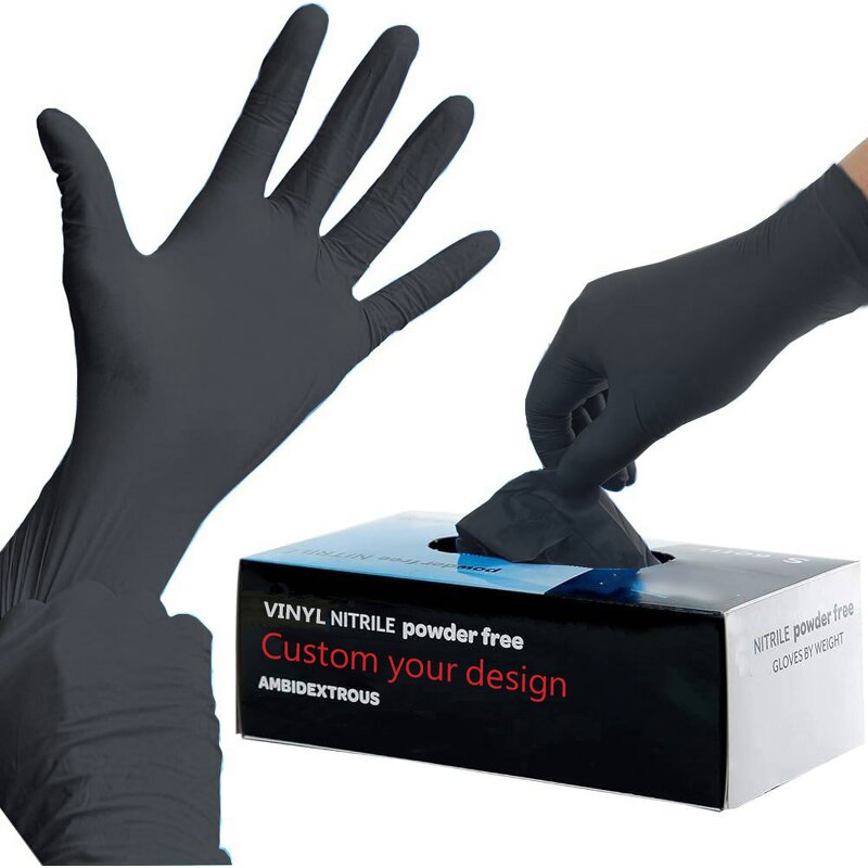 Nitrile Gloves Factory - Wholesale 9-Inch Black Nitrile Vinyl Powder-Free for Barber