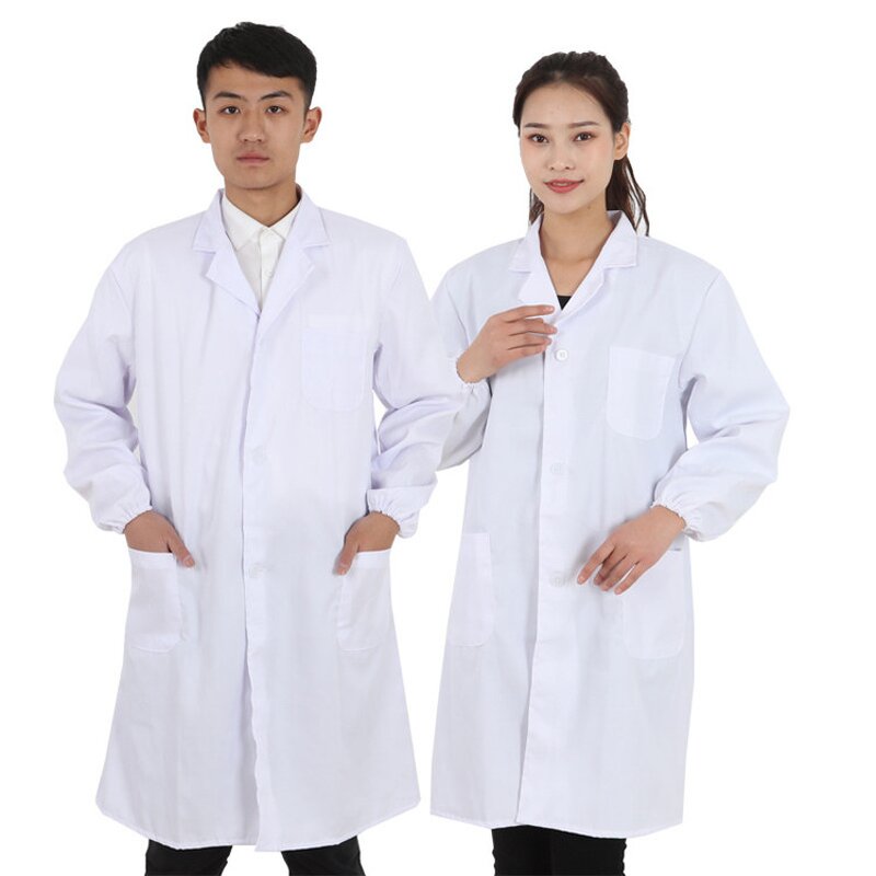 Lab Coat Factory - Long Sleeves Knee Length Cotton Elastic Cuffs Professional