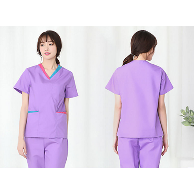 Medical Uniform Factory - Summer Hospital Purple Printed Beauty Dental Oral Split