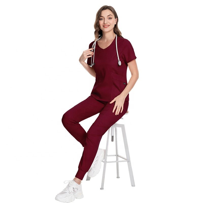 Scrubs Manufacturer - V Neck Oem logo Custom Suits for Women Causal Doctor