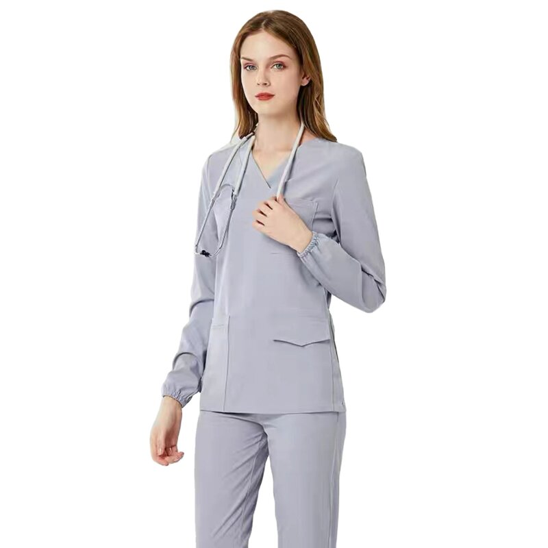 Nurse Uniforms Factory - Elastic Quick Drying Custom logo Long Sleeve Scrubs