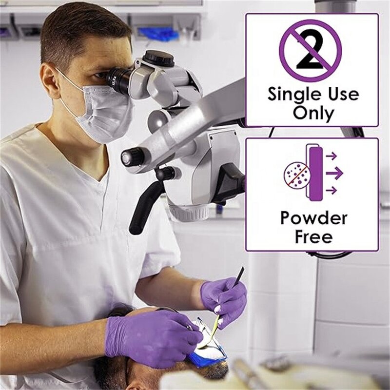 Nitrile Gloves Factory - Box of 100 Purple Logo Custom Barber Tattoo Beauty