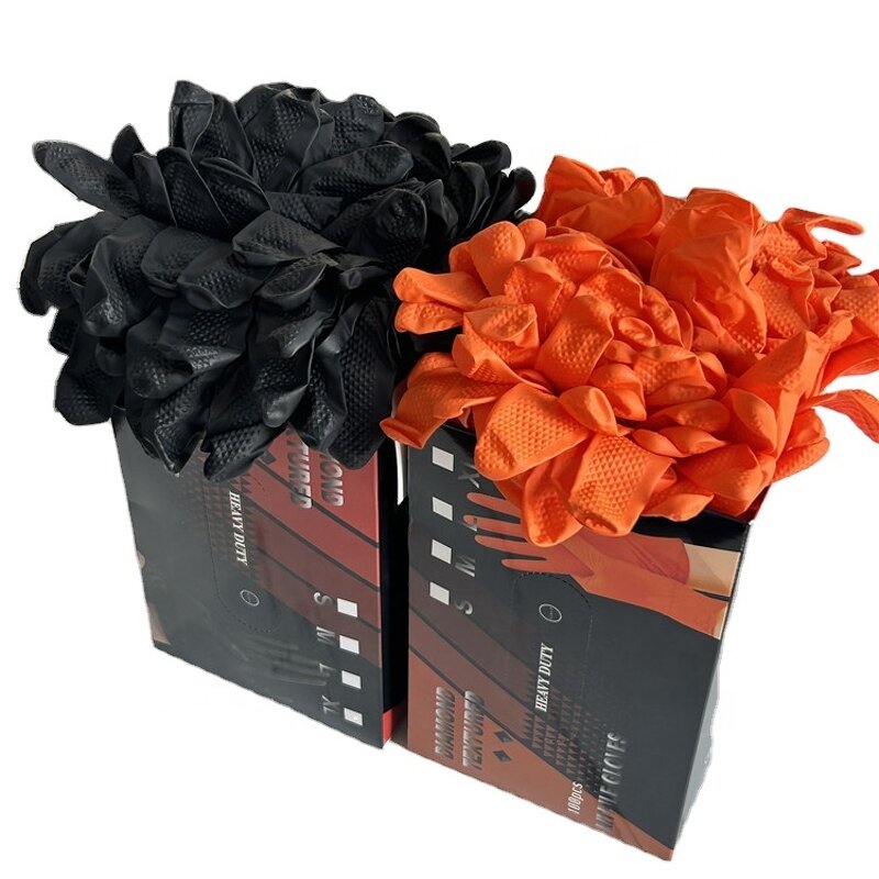 Nitrile Glove Manufacturer - Custom Logo 10-12 Mil Raised Diamond Texture