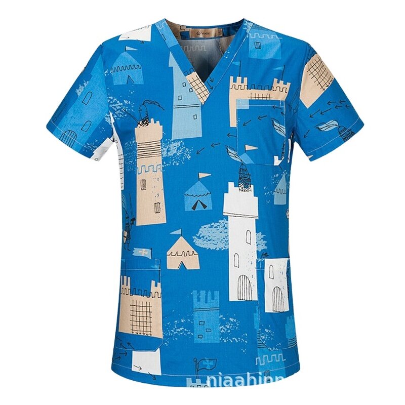 Scrub Tops Manufacturer - 100% Cotton Wholesale Oem Logo Custom Men's Women's