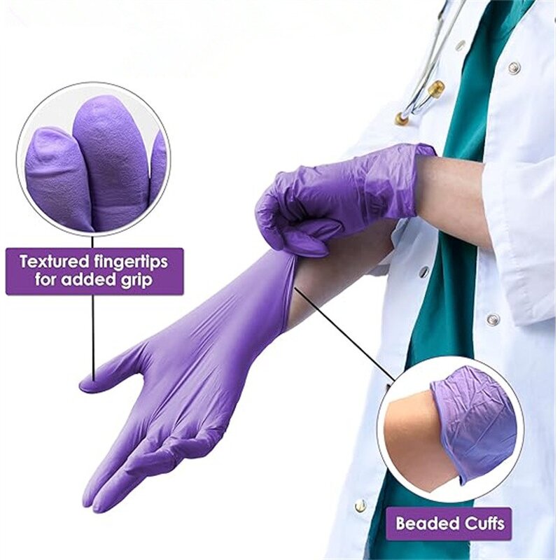 Nitrile Glove Manufacturer - 3-4mil Purple Logo Custom Barber Tattoo Beauty Salon