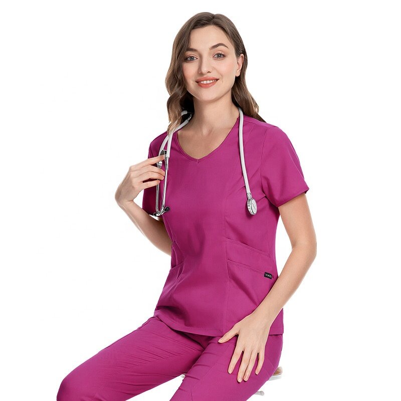 Scrubs Manufacturer - V Neck Oem logo Custom Suits for Women Causal Doctor