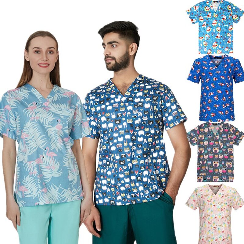 Scrub Tops Manufacturer - 100% Cotton Wholesale Oem Logo Custom Men's Women's