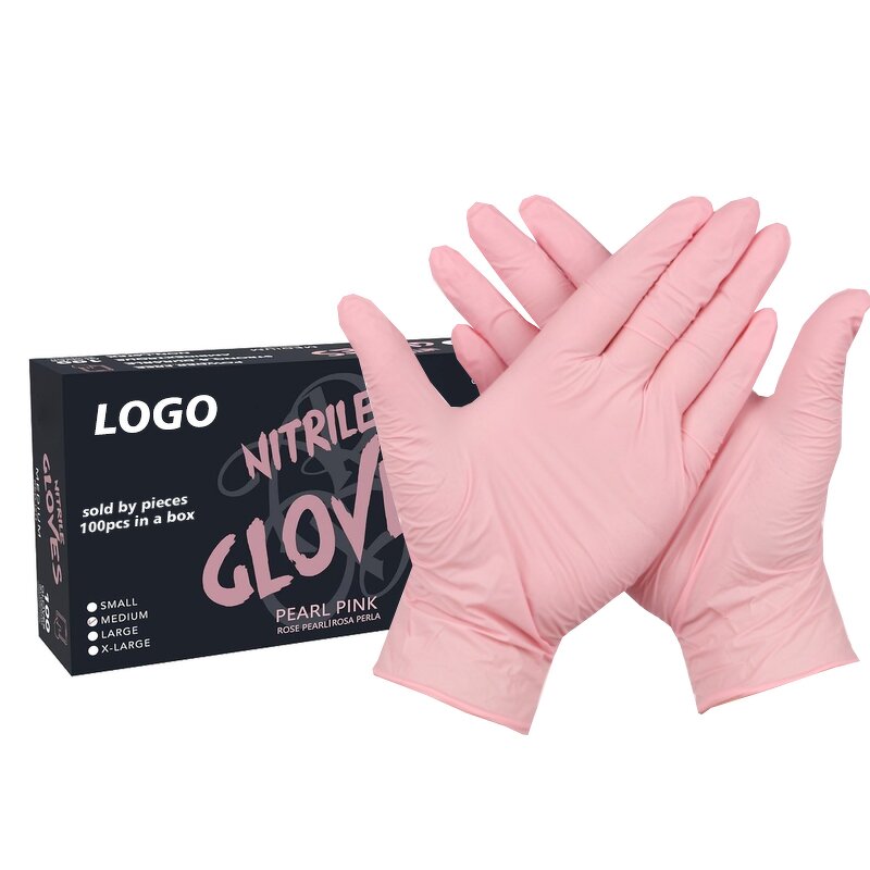 Nitrile Gloves Factory - 3mil pink Tattoo Beauty Salon Manicure Hair Nail Art
