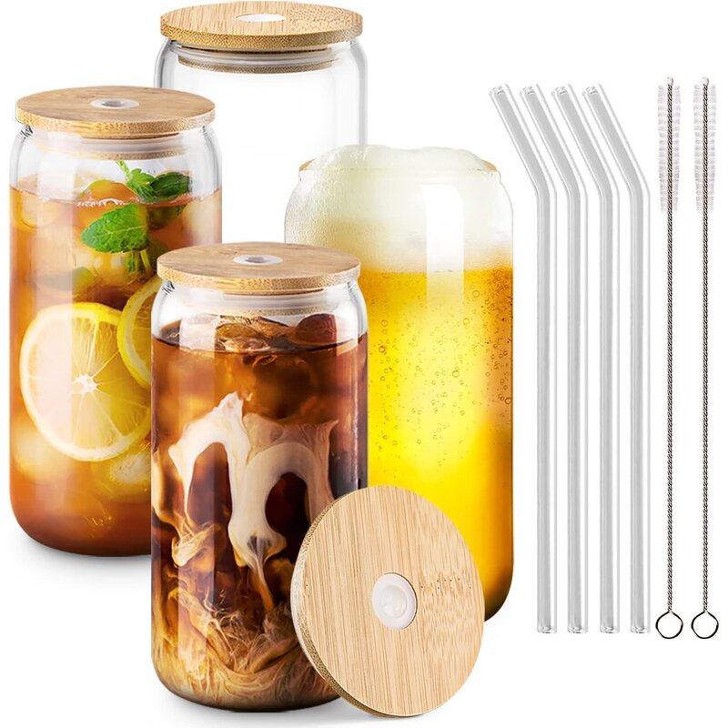 Glass Tumbler Manufacturer - Oem Logo Custom 16oz 500ML Beer Can Tea Boba