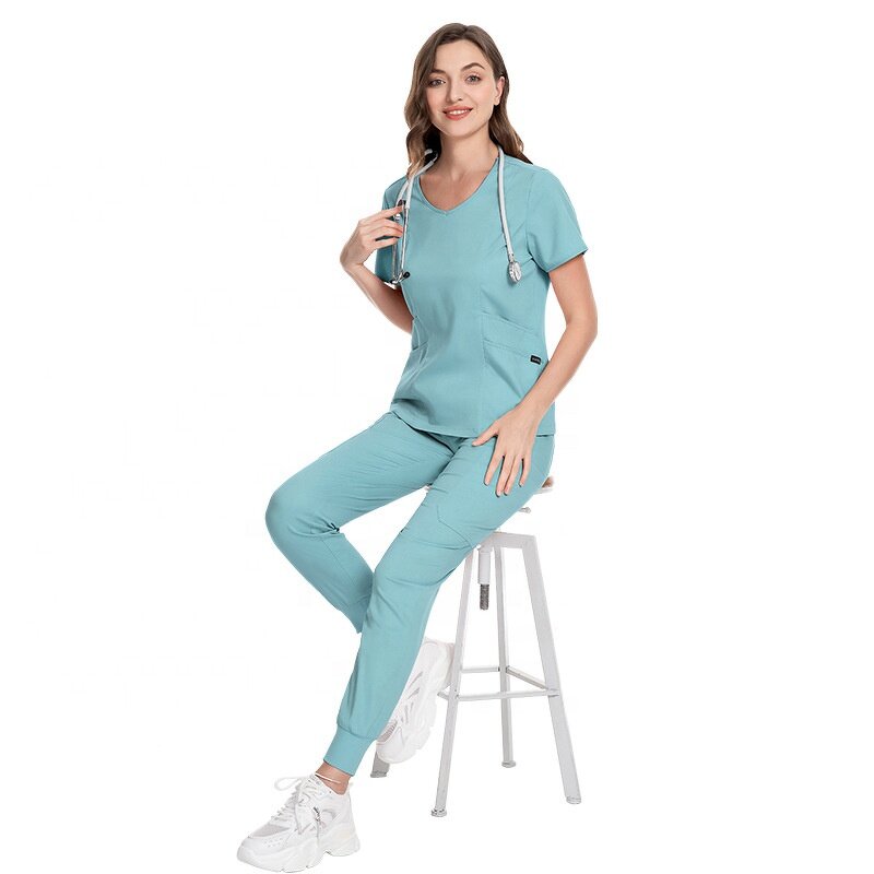 Scrubs Manufacturer - V Neck Oem logo Custom Suits for Women Causal Doctor
