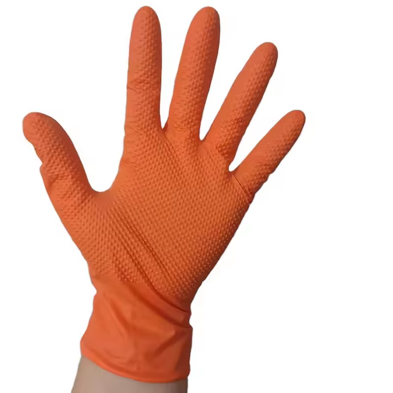 Nitrile Gloves Factory - 10 Mil Diamond Texture Durable Mechanic Custom Logo
