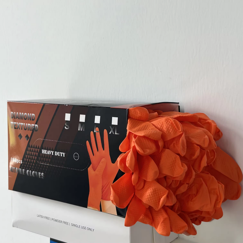 Nitrile Gloves Factory - 10 Mil Diamond Texture Durable Mechanic Custom Logo