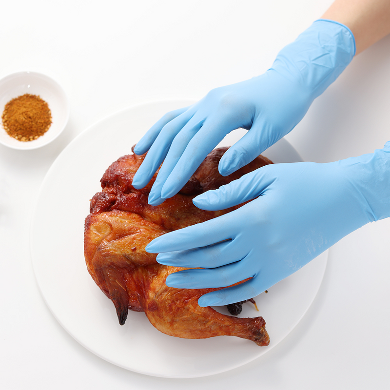 Nitrile Gloves Factory - Blue Powder-free Beauty Salon Food Grade Disposable