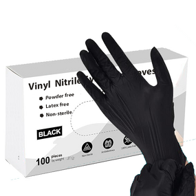 Nitrile Gloves Manufacturer - Cheap 9-Inch Black Nitrile Vinyl Synthetic Powder-Free