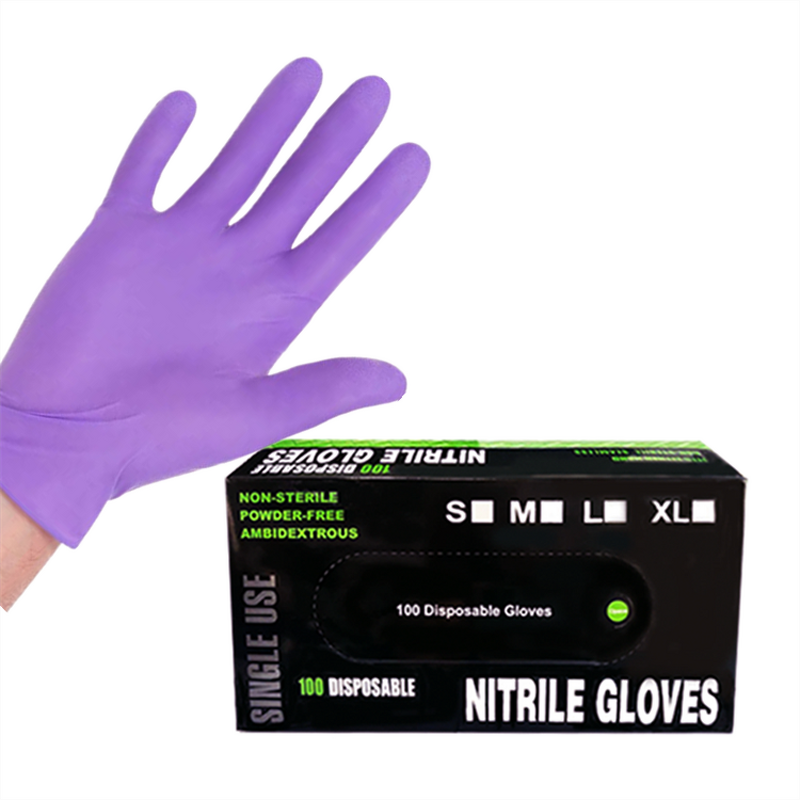 Nitrile Glove Manufacturer - 3-4mil Purple Logo Custom Barber Tattoo Beauty Salon