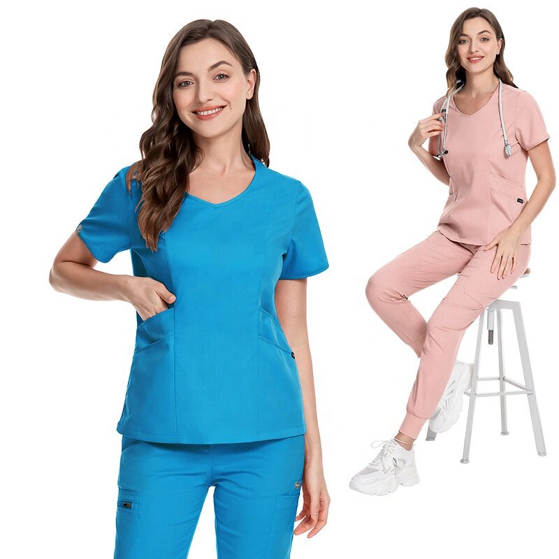 Scrubs Manufacturer - V Neck Oem logo Custom Suits for Women Causal Doctor