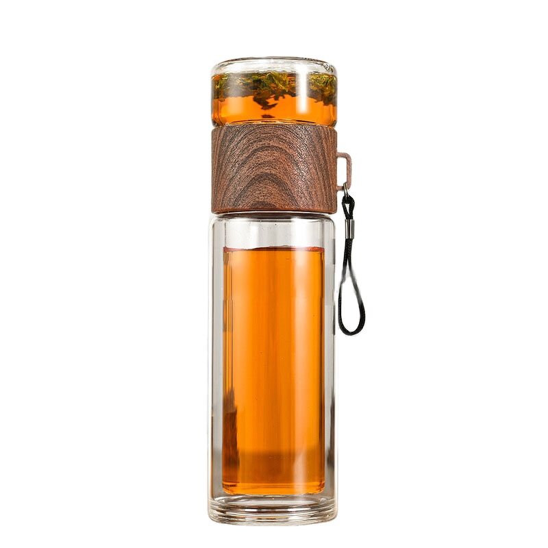 Glass Water Bottle Manufacturer - Oem Customized Logo Double Wall Thermal Tea