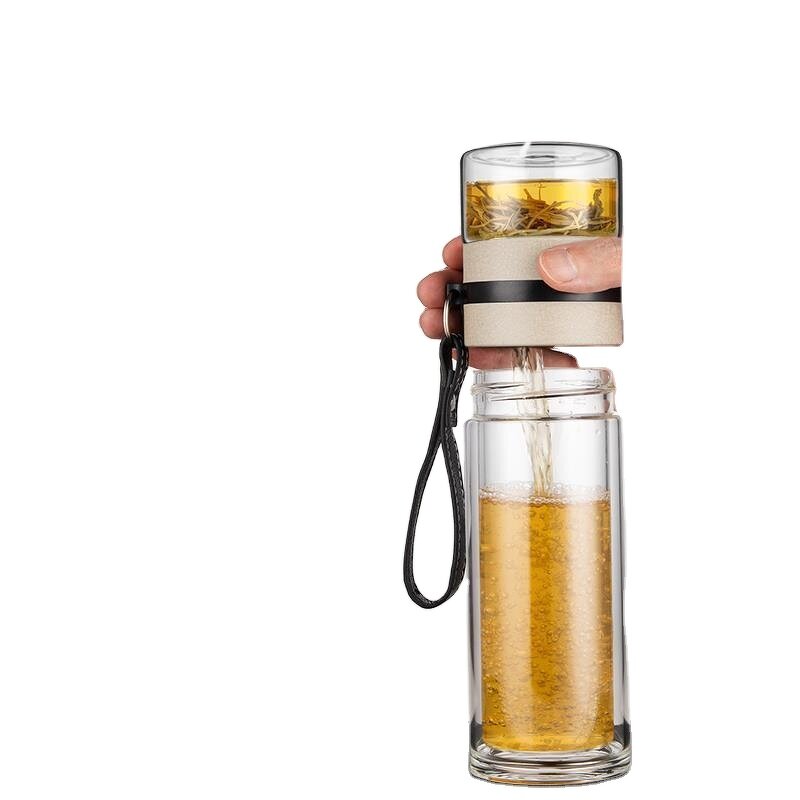 Glass Decanter Factory - Tea Separation Advertising Customized LOGO Double-layer