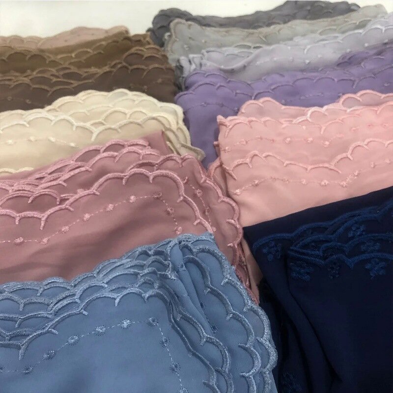 Pearl Chiffon Scarf Manufacturer - Cross-border Embroidered Malaysia Yarn Embroidered Wave Lace New