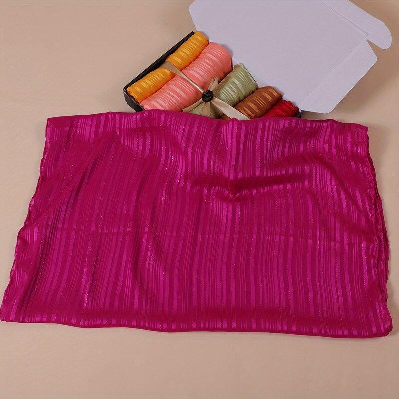 Silk Striped Shawl Manufacturer - New 6 Pack Bright Elegant Outgoing Women's Sunscreen Scarf Box Ready Stock
