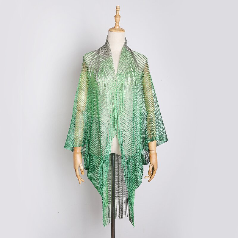 Beach Scarf Manufacturer - Summer New Style Ombre Chiffon Tassel Big Size Outdoor Sexy Shawl for Women