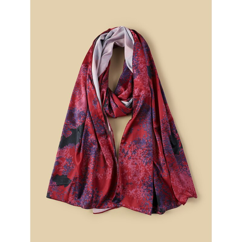 Satin Hijab Scarf Manufacturer - Premium Ombre Marble Water Print Brimming Chiffon Silk Muslim Shawl