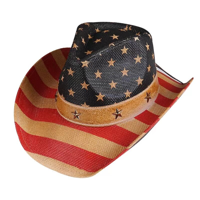 USA Top Hat Manufacturer - American Flag West Panama Denim Sailor Dance Hat With Cotton Sweatband New Hot Sale Wholesale