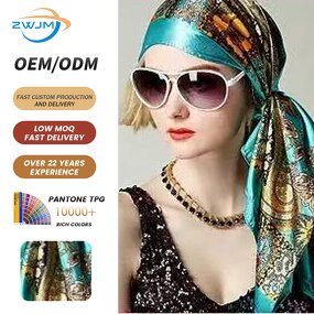 Silk Hijab Scarf Manufacturer - Private Embroidered Logo 90*90cm Printed Chiffon