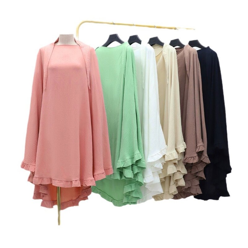 Solid Green Shawl Manufacturer - Long Style Lotus Leaf Swing Headscarf Big for Adults Polyester & Acrylic for Middle East