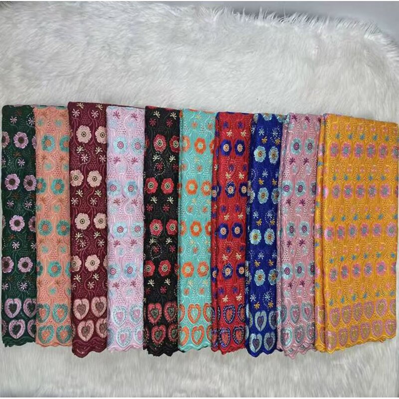 Embroidered Voile Lace Fabric Manufacturer - High Quality 100% Cotton Eco-Friendly with Rhinestones for Wedding Dresses Party