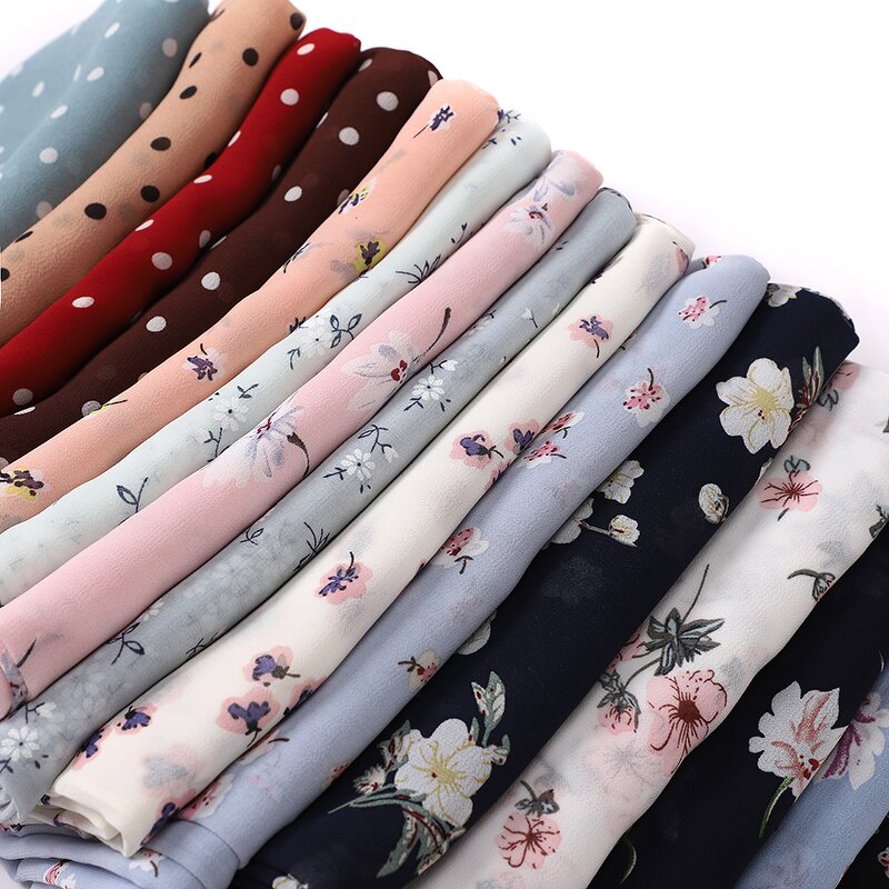 Ethnic-Style Hijab Manufacturer - Solid Muslim Printed Chiffon Long Arab Headscarf Floral Islam Shawl Wrap Logo