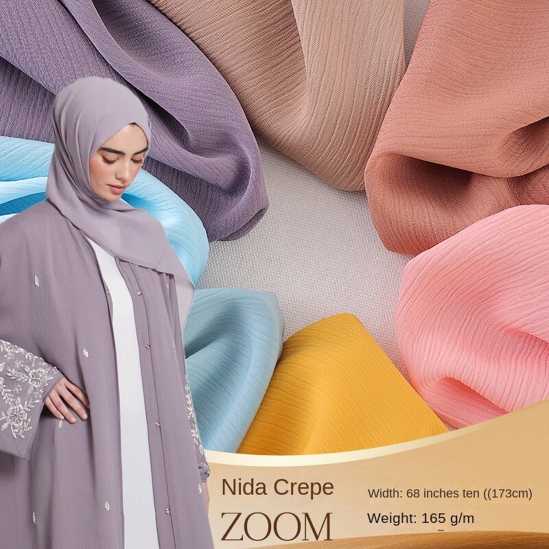 Crepe Abaya Fabric Manufacturer - Nida's Summer Ladies' Dresses Polyester Material for Adults Traditional Muslim Clothing