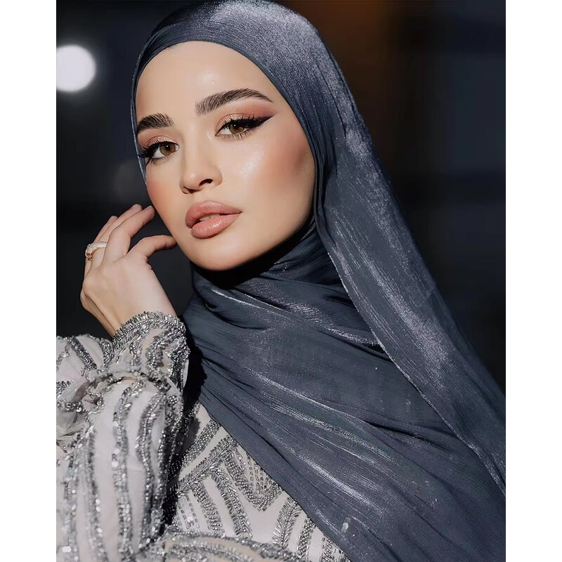 Shimmer Chiffon Hijab Manufacturer - Malaysian Vrouwen Lange Sjaal Chiffon Rimpelsjaal Islamitische Hoofddoek