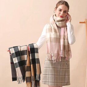 Designer Scarf Manufacturer - 2021 New Luxury Fashion Plain Neck Long Warm Cashmere Plaid