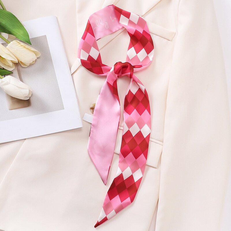 Simulation Scarf Manufacturer - Pink Ribbon Spring Summer All-match Thin Narrow Long Fashion Wholesale