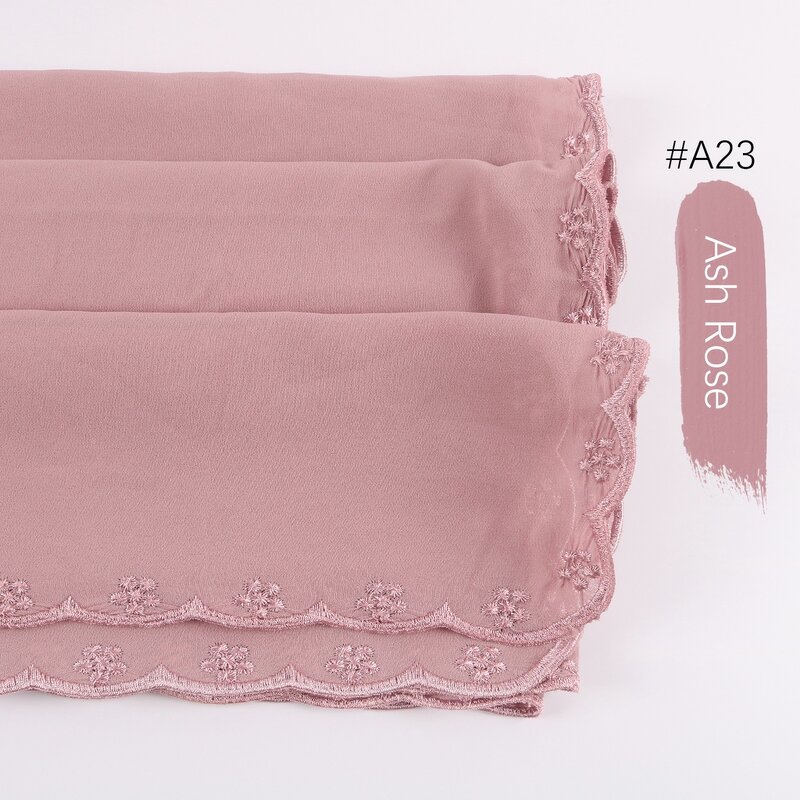 Pure Chiffon Hijab Manufacturer - Women's New Embroidery Lace With Hot Pearl Long Square Summer