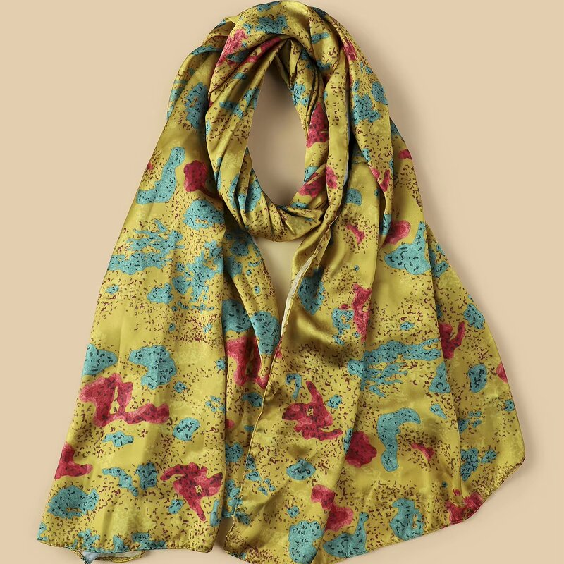 Satin Hijab Scarf Manufacturer - Premium Ombre Marble Water Print Brimming Chiffon Silk Muslim Shawl