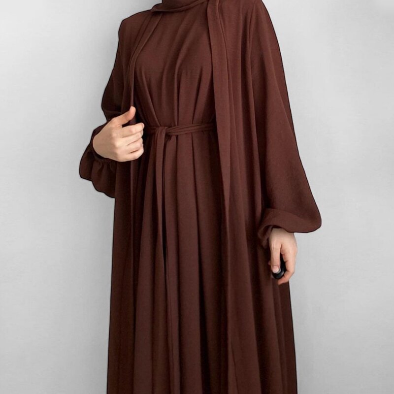 Women's Cardigan Robe Manufacturer - 2024 New Elegant Modest Two-Piece Floor-Length Abaya European American Style Sexy Straight