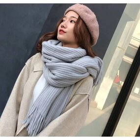 Knitted Shawl Manufacturer - Women's Winter Korean Style All-Match New Thickened Warm Wool Men's Solid Color Tassel Long
