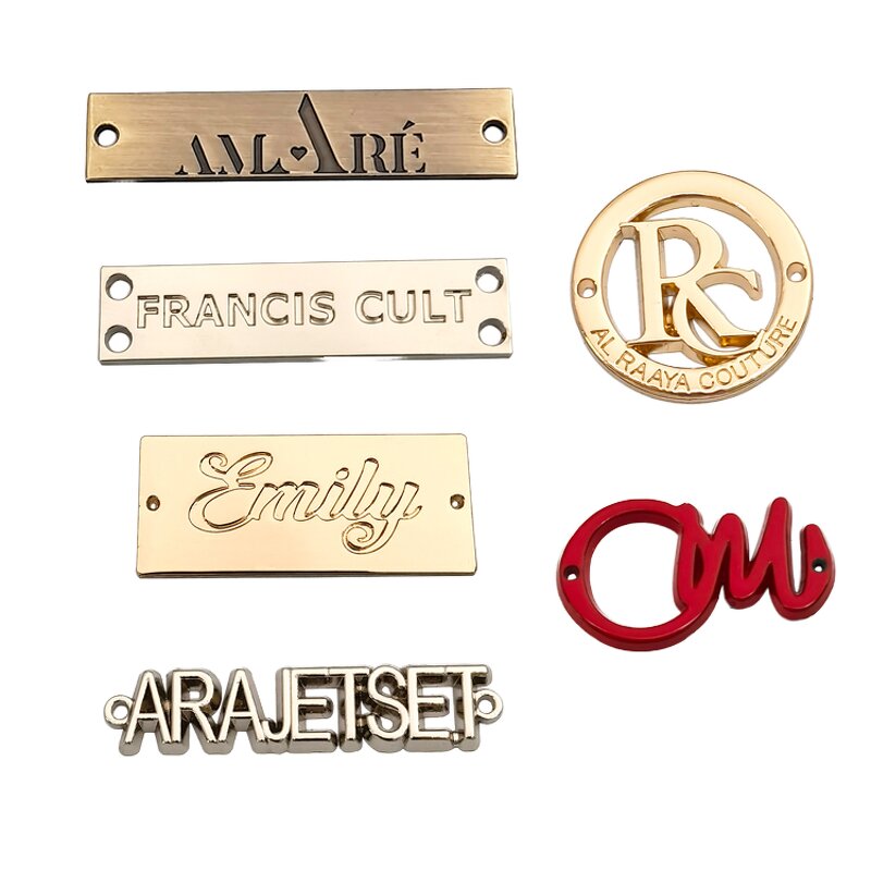 Zinc Alloy Label Manufacturer - Customized Rectangular Metal Suture Electroplated Gold