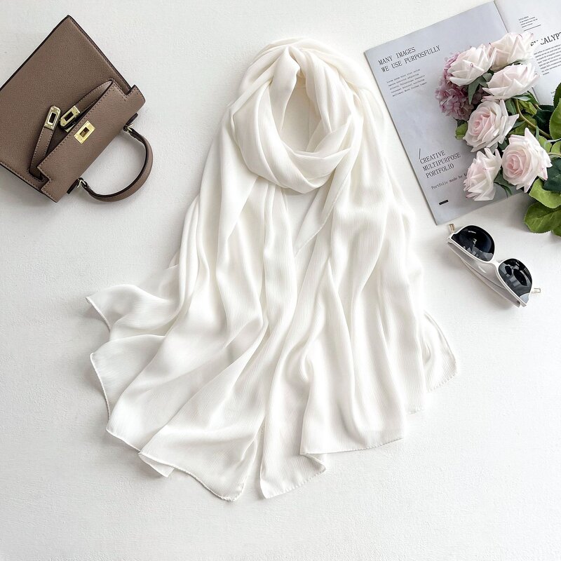 Long Sunscreen Shawl Manufacturer - Wholesale Elegant Women's Spring New Simple Jacquard Printed Silk Scarf