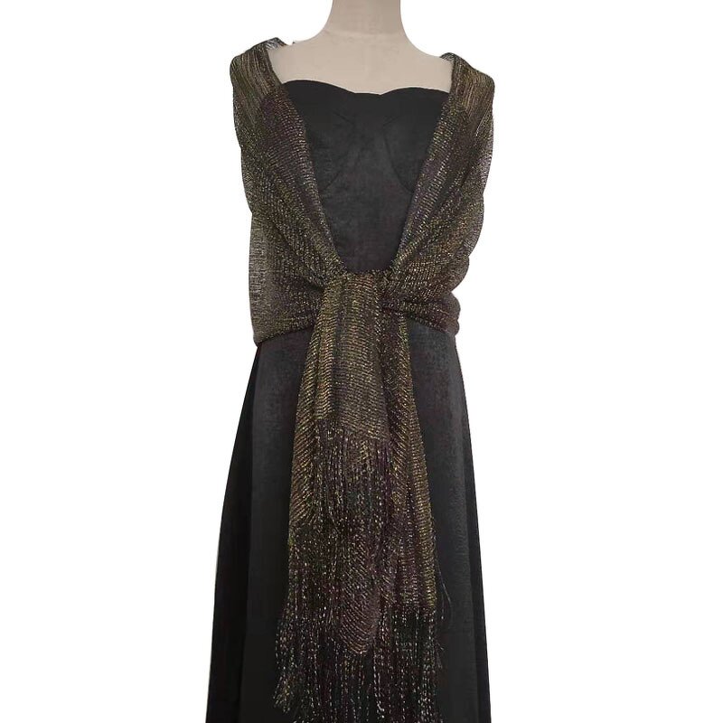 Evening Dress Shawls Manufacturer - Wedding Party Female Gold Flat Towel Bridal Wraps