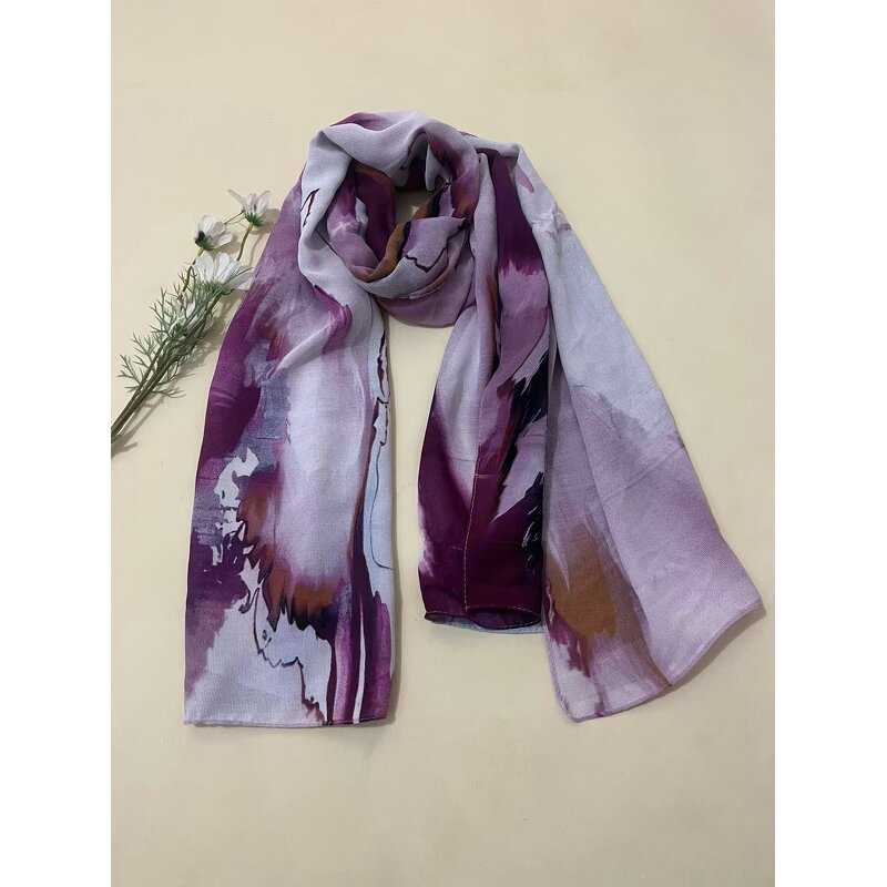 Modal Scarf Manufacturer - Aquarel Bloemenprint Ademend Licht Gewicht Zachte Katoenen Rayon Viscose