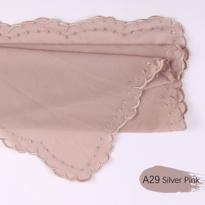Pearl Chiffon Scarf Manufacturer - Cross-border Embroidered Malaysia Yarn Embroidered Wave Lace New