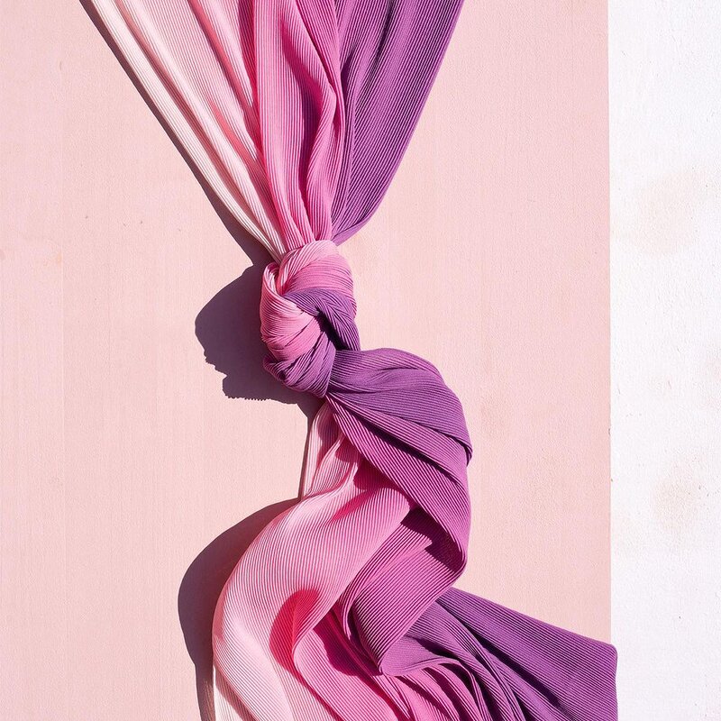 Digital Printed Hijab Manufacturer - Custom Fancy Mini Pleated Ombre Chiffon Malaysia Shawl